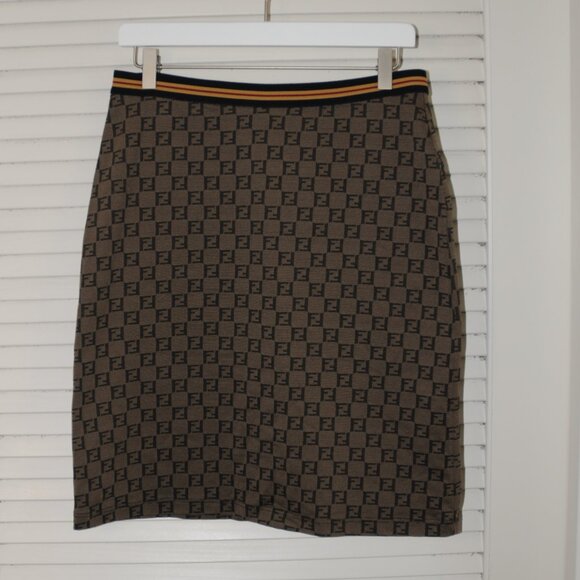 Vintage Fendi Zucca Monogram Stretch Knee-length Pencil Skirt - Picture 2 of 6